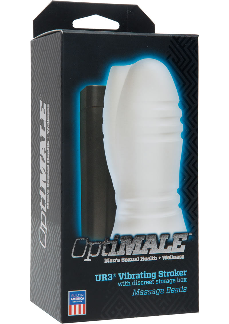 OptiMale UR3 Vibrating Stroker Massage Beads Textured Masturbator Frost