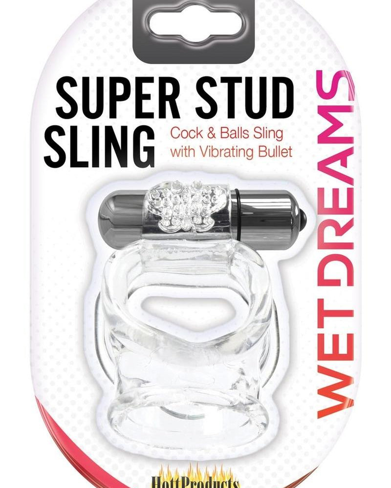 Anillo vibrador para el pene de silicona Wet Dreams Super Stud, resistente al agua y transparente