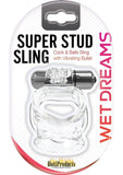 Wet Dreams Vibrating Super Stud Sling Silicone Cockring Waterproof Clear