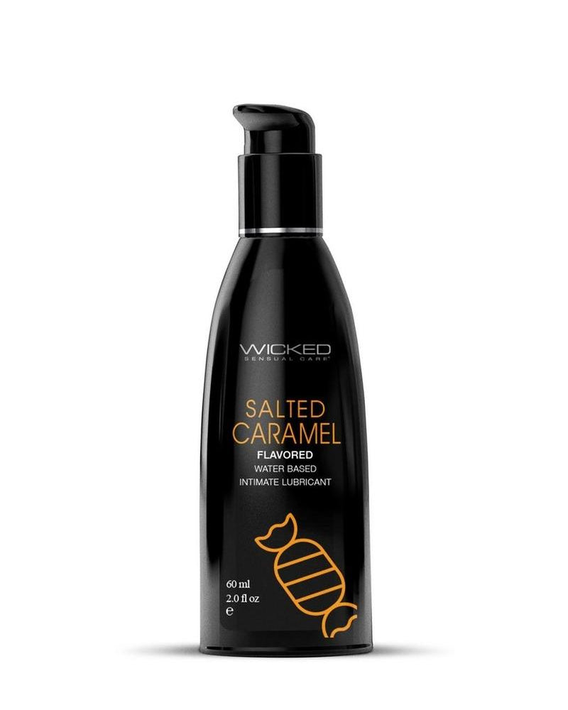 Lubricante a base de agua con sabor a caramelo salado Wicked Aqua, 2 onzas