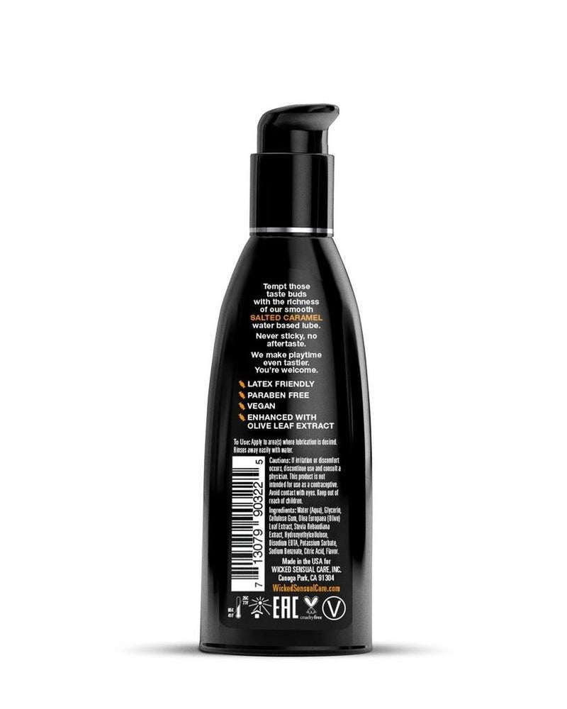 Lubricante a base de agua con sabor a caramelo salado Wicked Aqua, 2 onzas