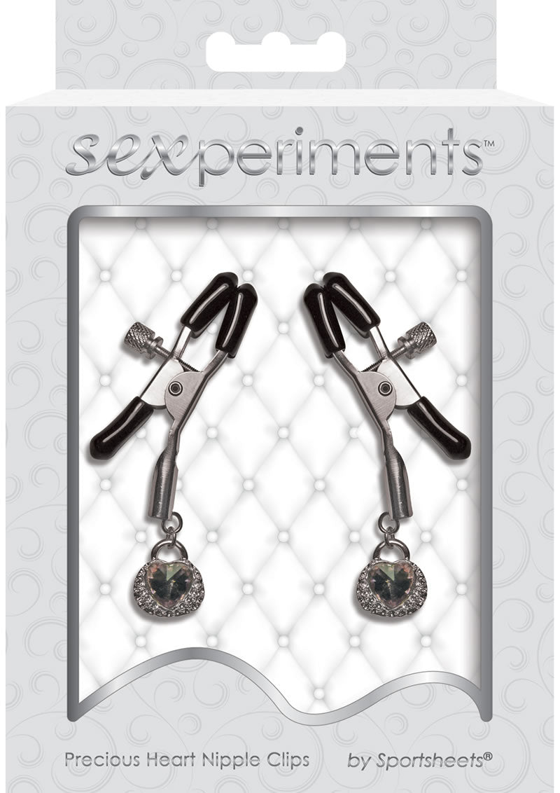 Sexperiments Precious Heart Adjustable Nipple Clips Pink Jewel