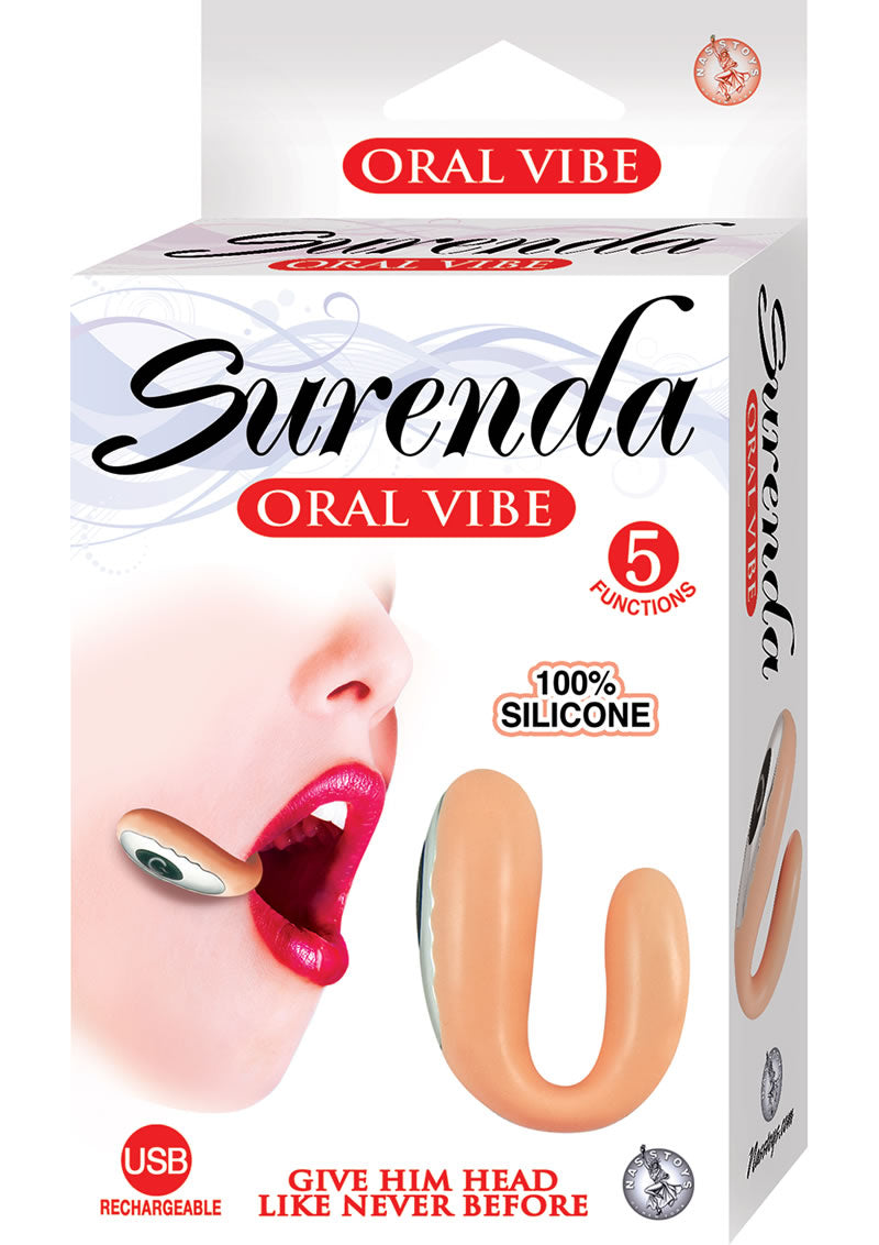 Vibrador oral de silicona Surenda recargable, 5 funciones, resistente al agua, color carne, 2,25 pulgadas
