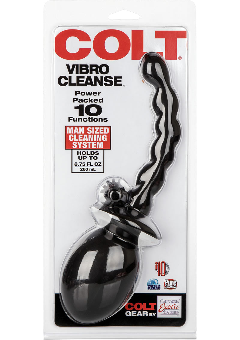 Sistema de limpieza de ducha vaginal vibratoria de silicona Colt Vibro Cleanse, resistente al agua, color negro