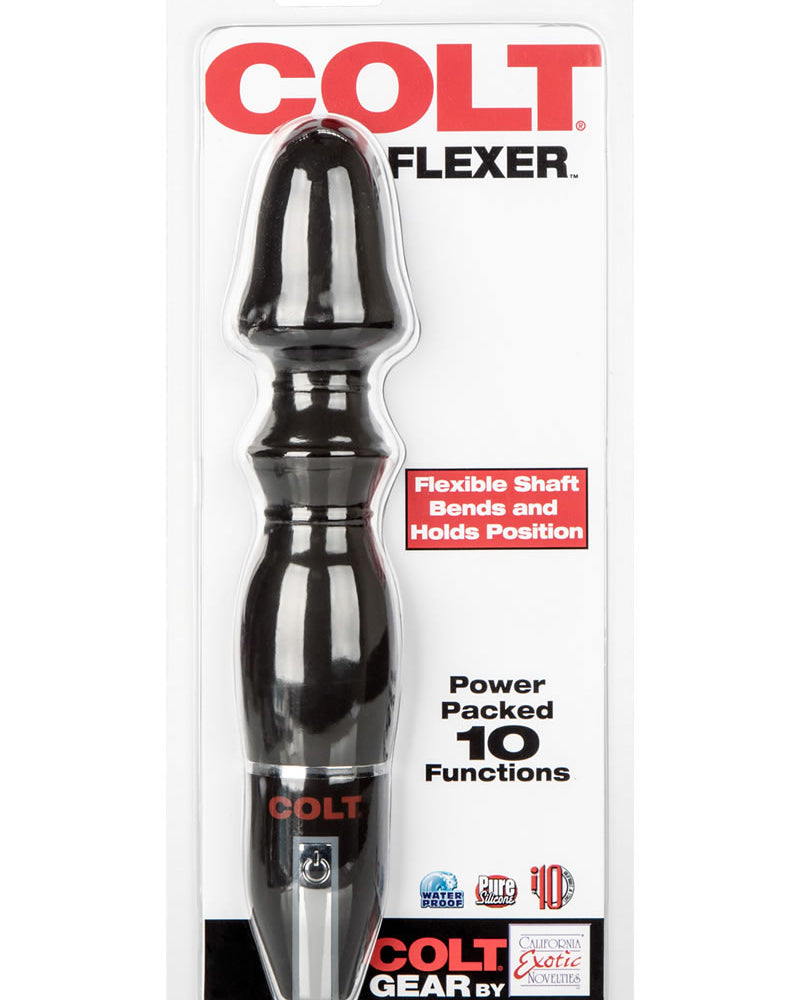 Sonda anal flexible de silicona Colt Flexer resistente al agua, color negro, 8 pulgadas