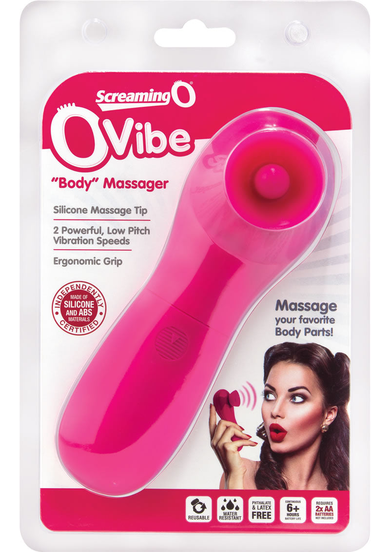 Masajeador corporal con punta de silicona Screaming O OVibe, fresa