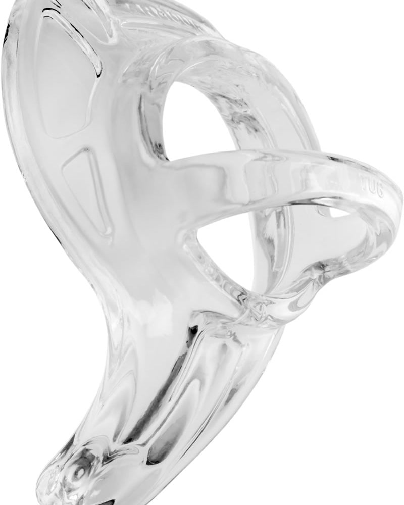 Armadura de ajuste perfecto Armour Gear Armour Tug Cockring con correa para el escroto incorporada, transparente, tamaño estándar