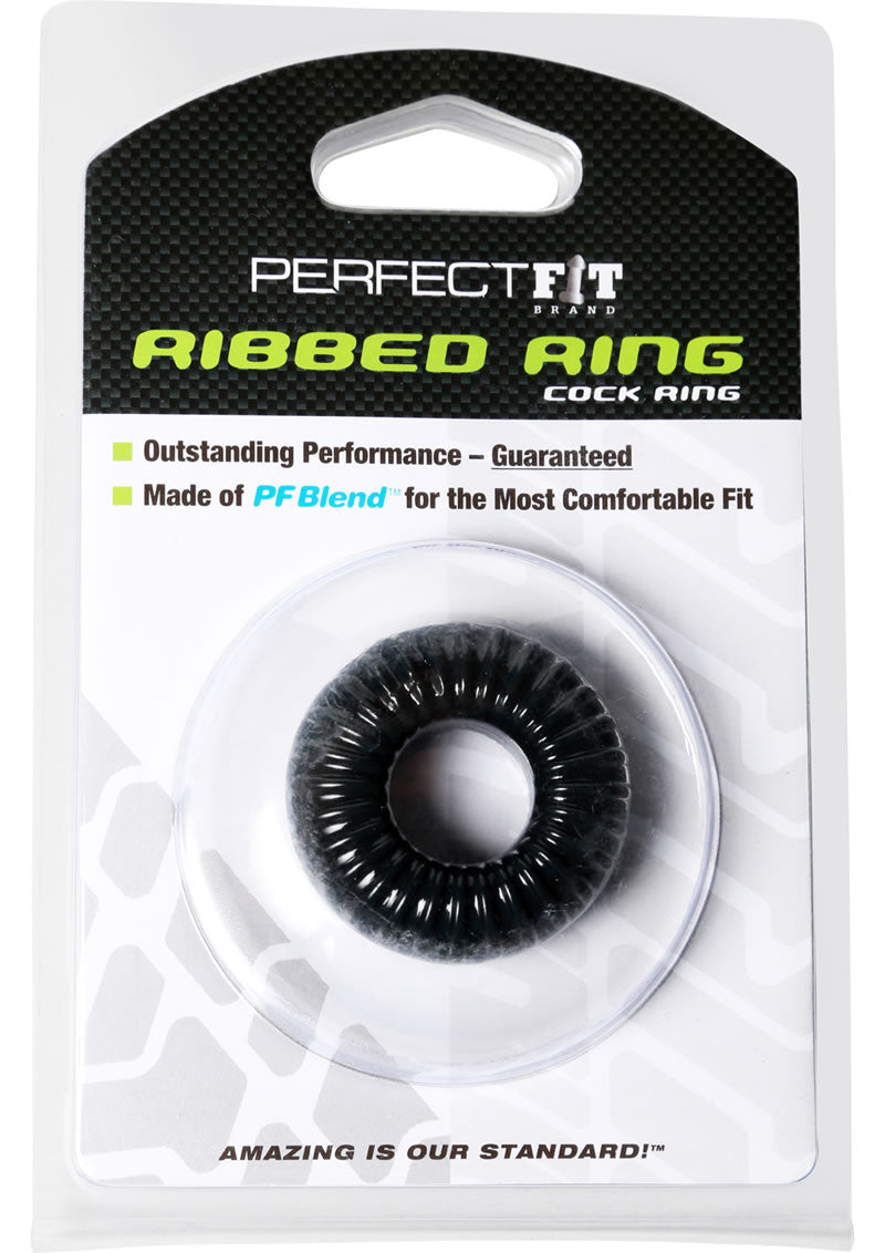 Perfect Fit Ribbed Ring Cock Ring Black