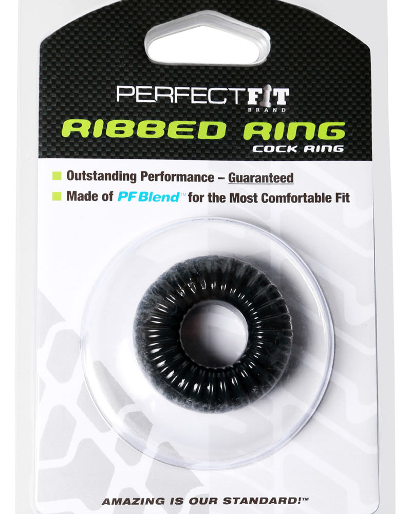Anillo para el pene con acanalado de ajuste perfecto, color negro