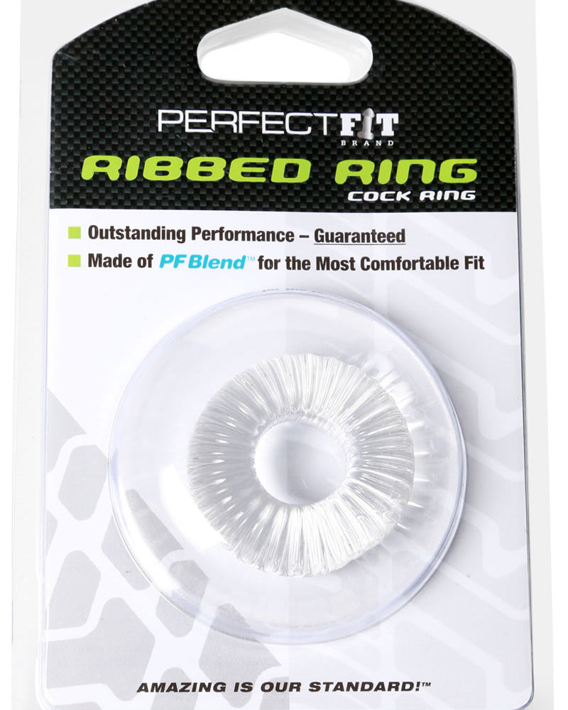 Anillo para el pene con acanalado de ajuste perfecto transparente