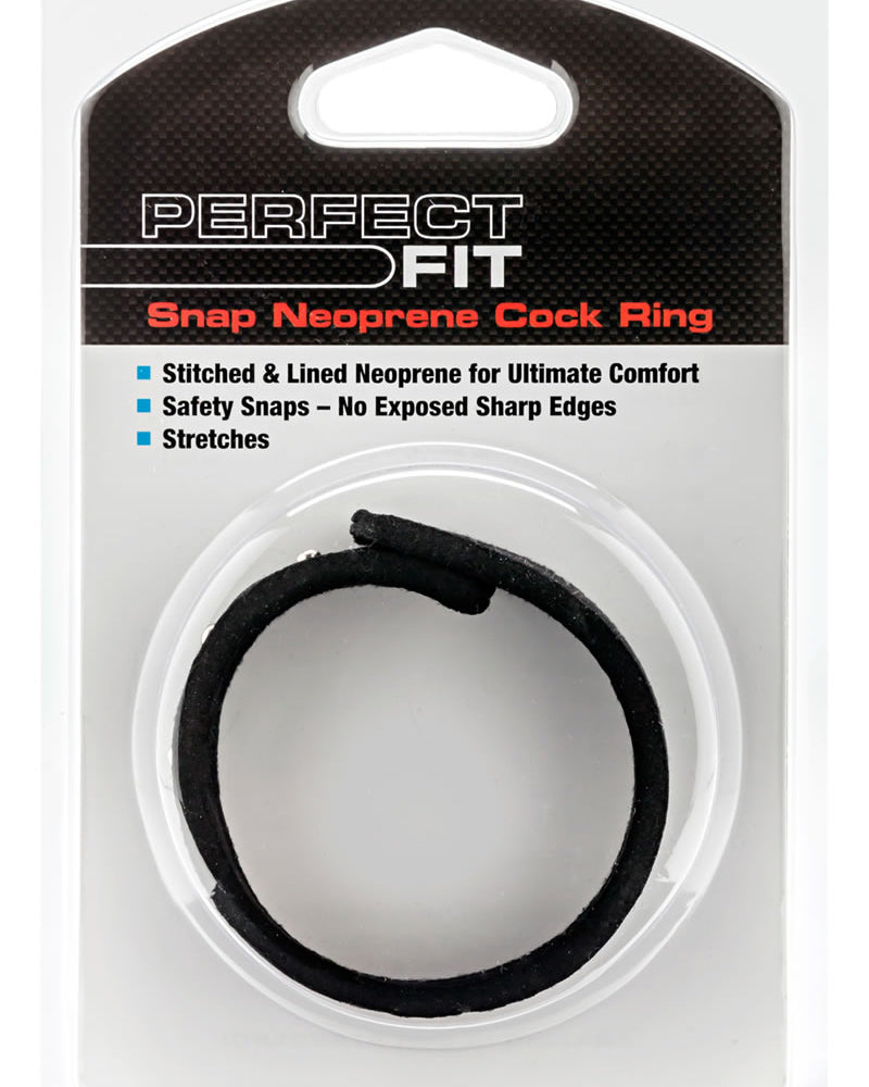 Anillo para el pene ajustable a presión de neopreno de ajuste perfecto, color negro