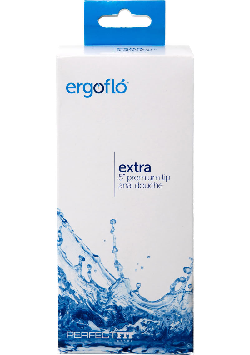 Ducha anal con punta extra premium Ergoflo de ajuste perfecto, punta de plástico negra de 5 pulgadas