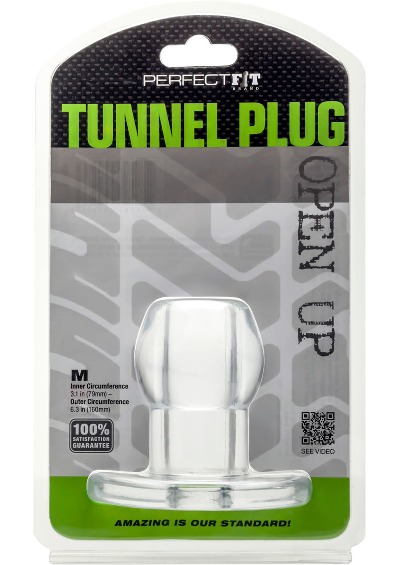 Perfect Fit Anal Tunnel Plug Clear Medium 6.3 Inch Circumference