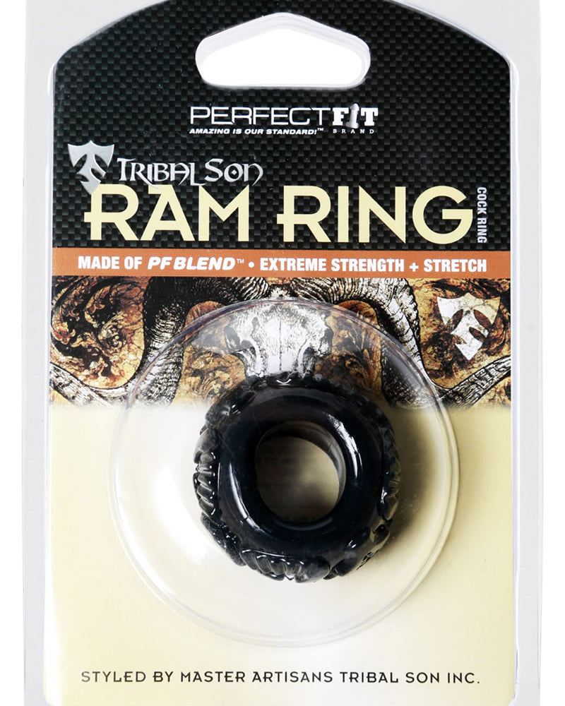 Perfect Fit Tribal Son Ram Ring Cockring Black