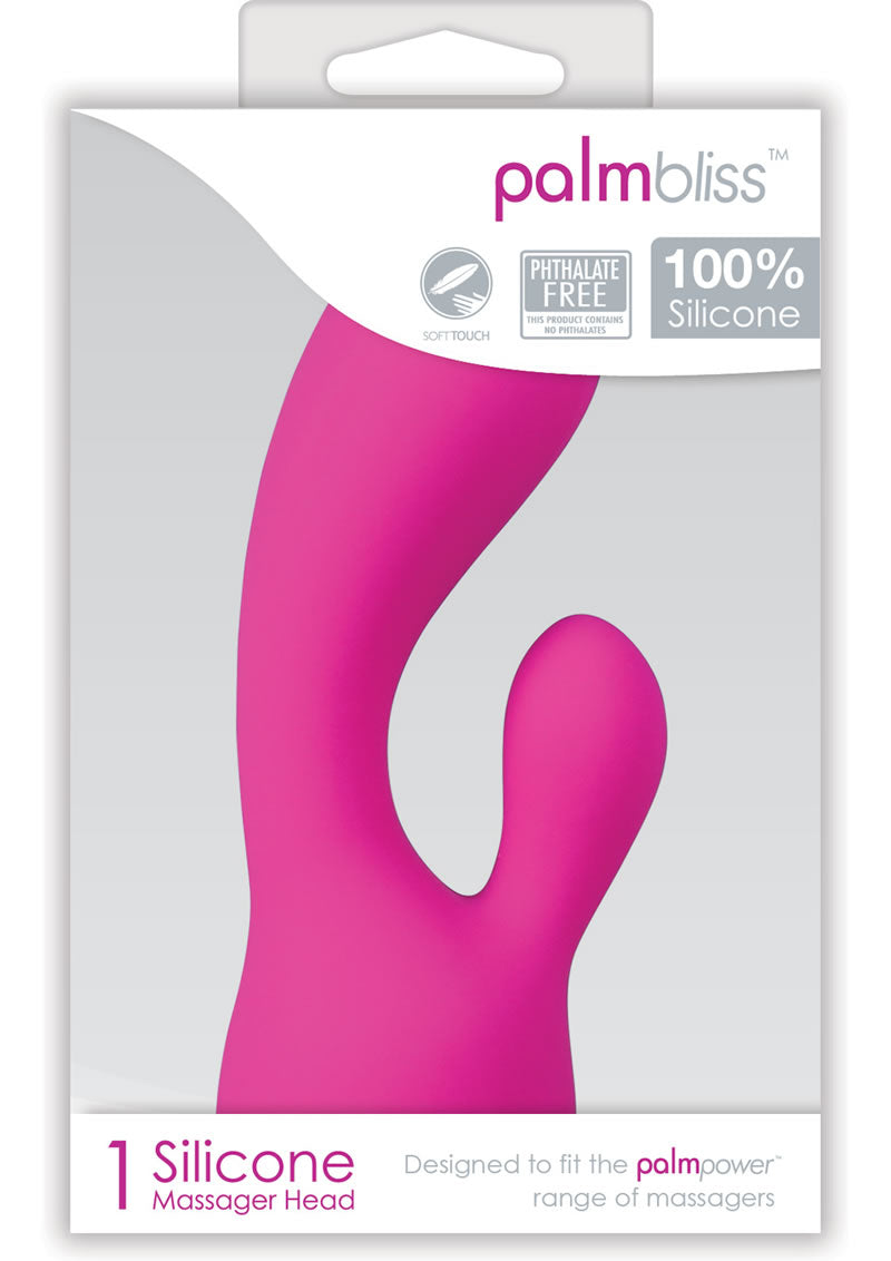 Palm Bliss Silicone Massager Head With Clit Stimulator Pink