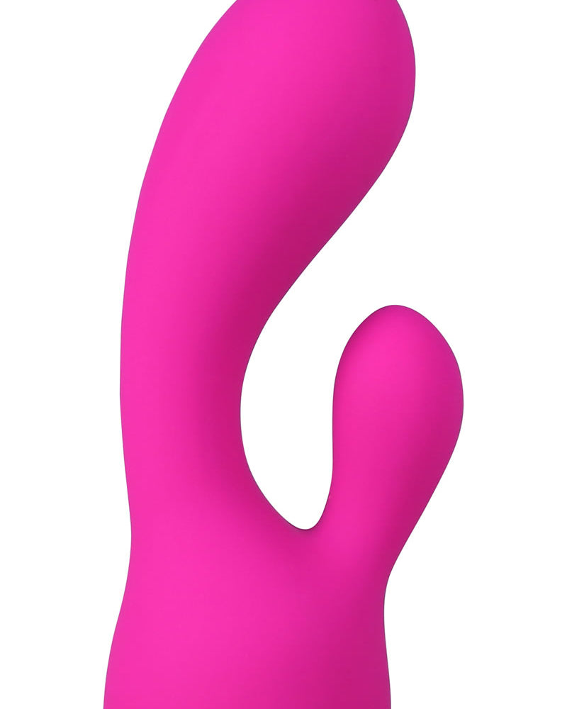 Masajeador de silicona Palm Bliss con estimulador de clítoris, color rosa