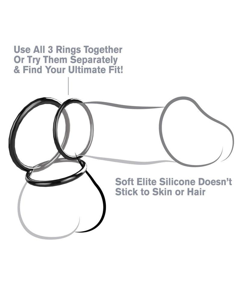 Fantasy C-Ringz Silicone 3 Ring Stamina Set Black