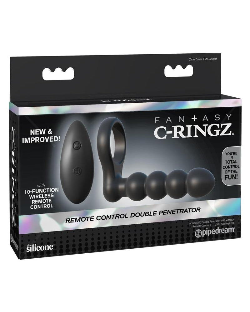 Penetrador doble con control remoto Fantasy C-Ringz, color negro