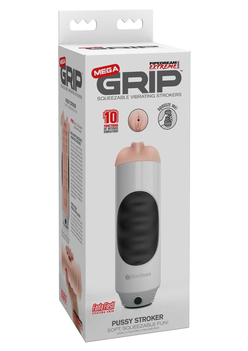 Pipedream Extreme Mega Grip Squeezable Vibrating Pussy Stroker Black