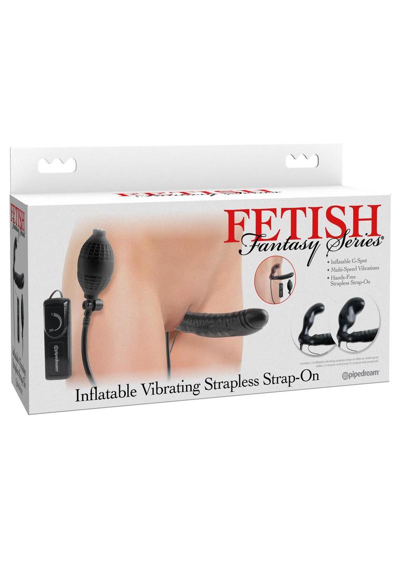 Vibrador inflable sin tirantes Festish Fantasy de 6,5 pulgadas, color negro