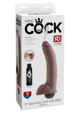 King Cock - Polla eyaculadora de 9 pulgadas con bolas marrones