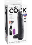 King Cock 11 Inch Squirtin Cock With Balls Black