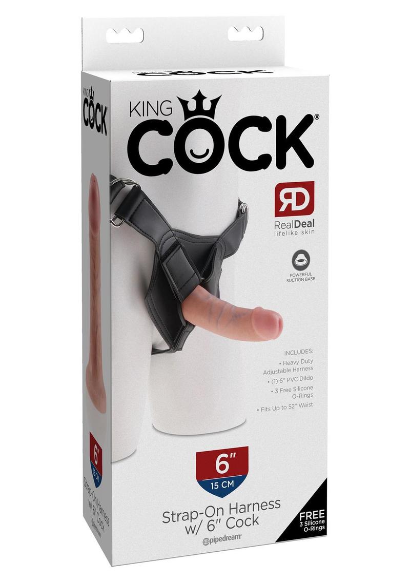 King Cock Strap On Harness With Dildo Flesh 6 Inch