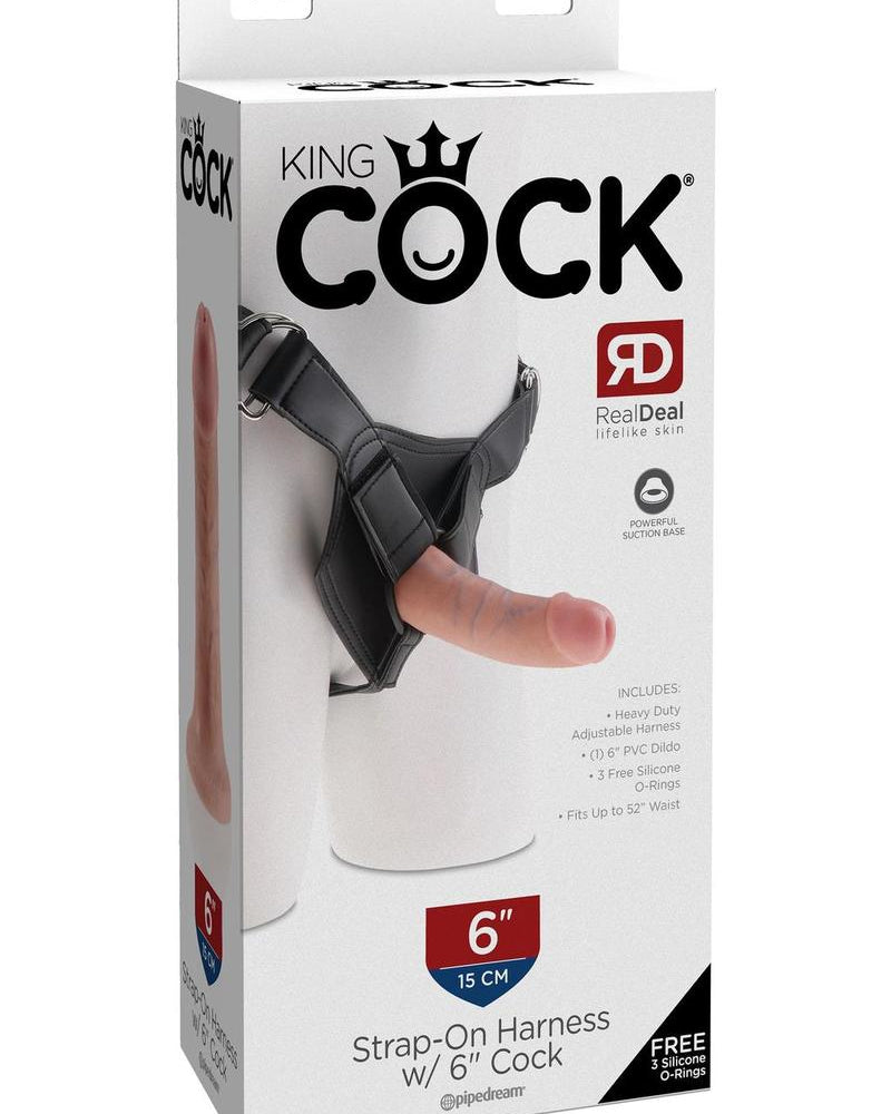 King Cock Strap On Harness With Dildo Flesh 6 Inch