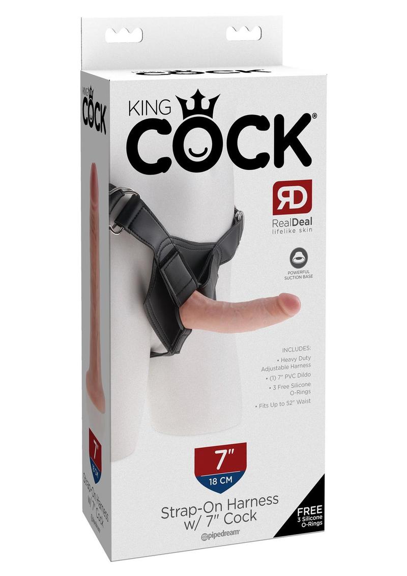 King Cock Strap On Harness With Dildo Flesh 7 Inch