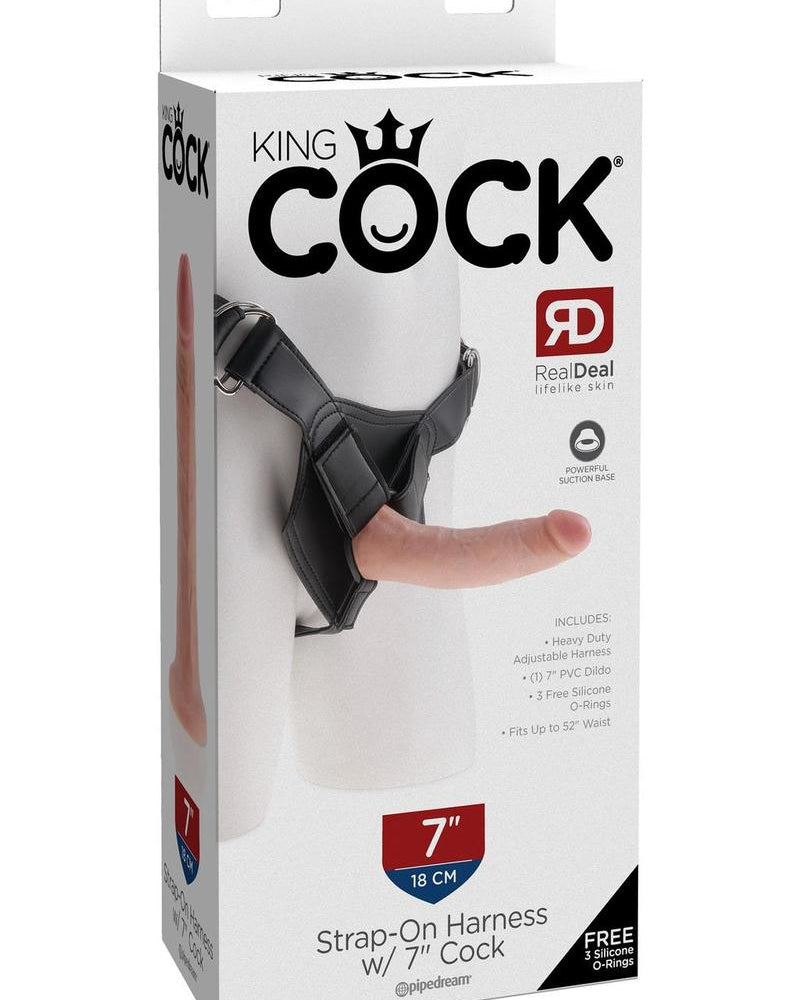 King Cock Strap On Harness With Dildo Flesh 7 Inch