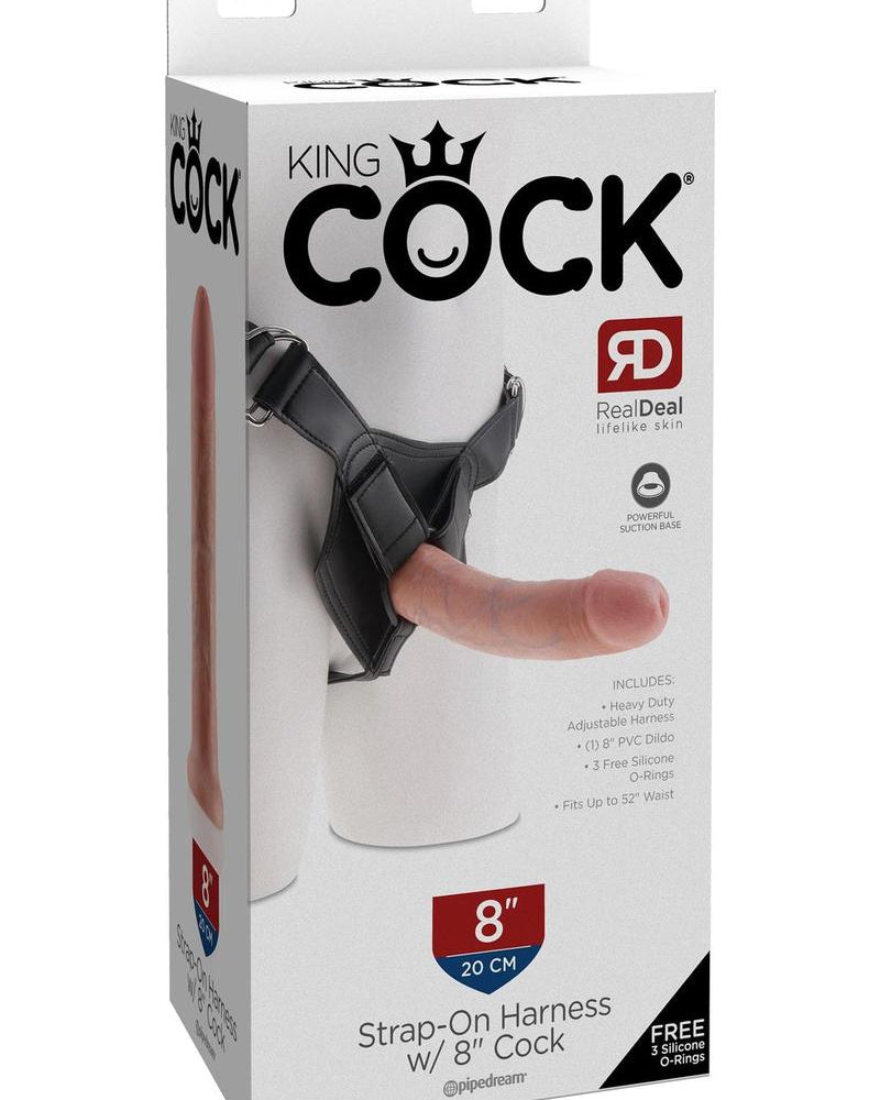 King Cock Strap On Harness With Dildo Flesh 8 Inch