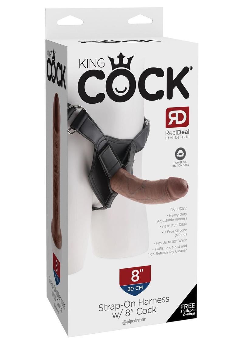 King Cock Strap On Harness With Dildo Brown 8 Inch