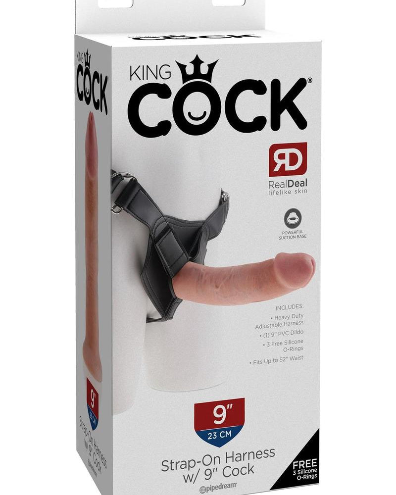 King Cock Strap On Harness With Dildo Flesh 9 Inch