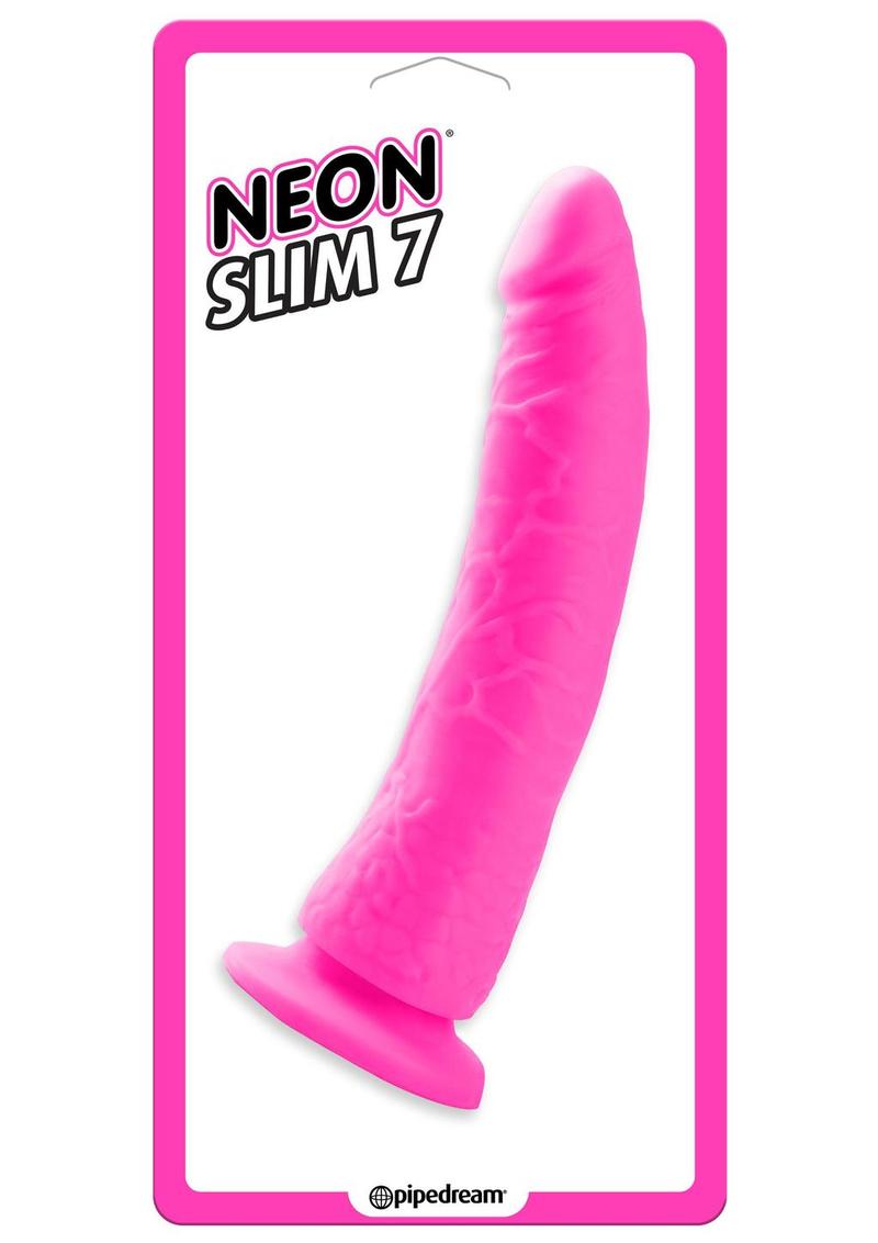 Consolador Neon Slim 7 de color rosa