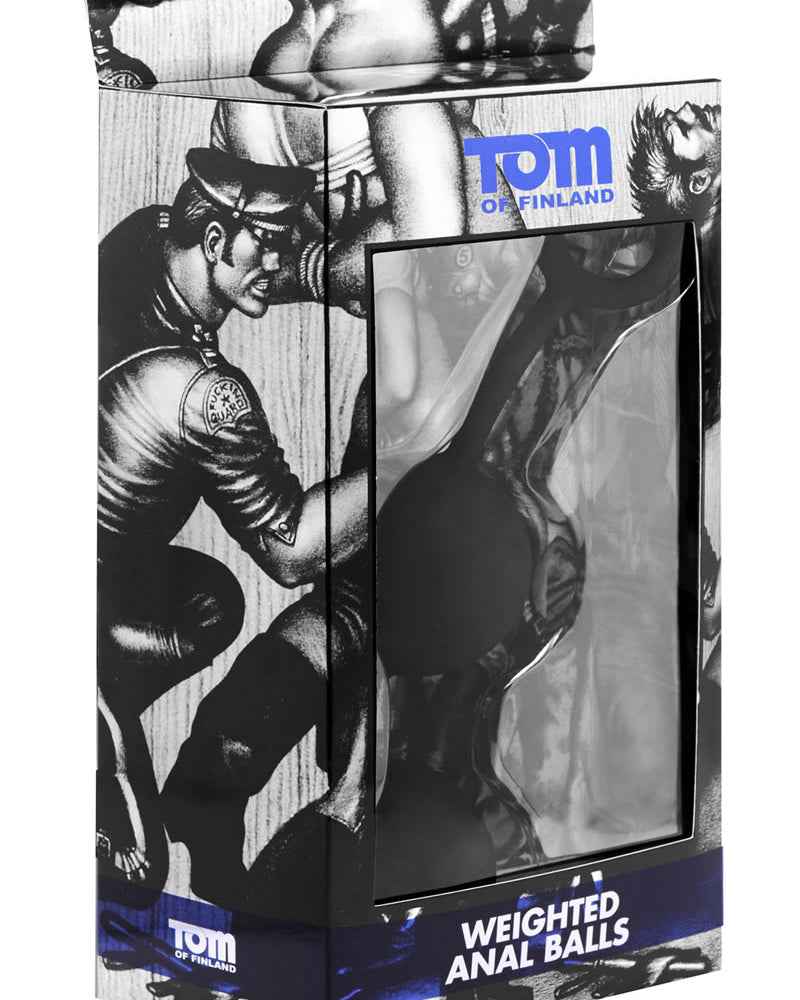 Bolas anales de silicona con peso de Tom Of Finland, color negro, 9,5 pulgadas