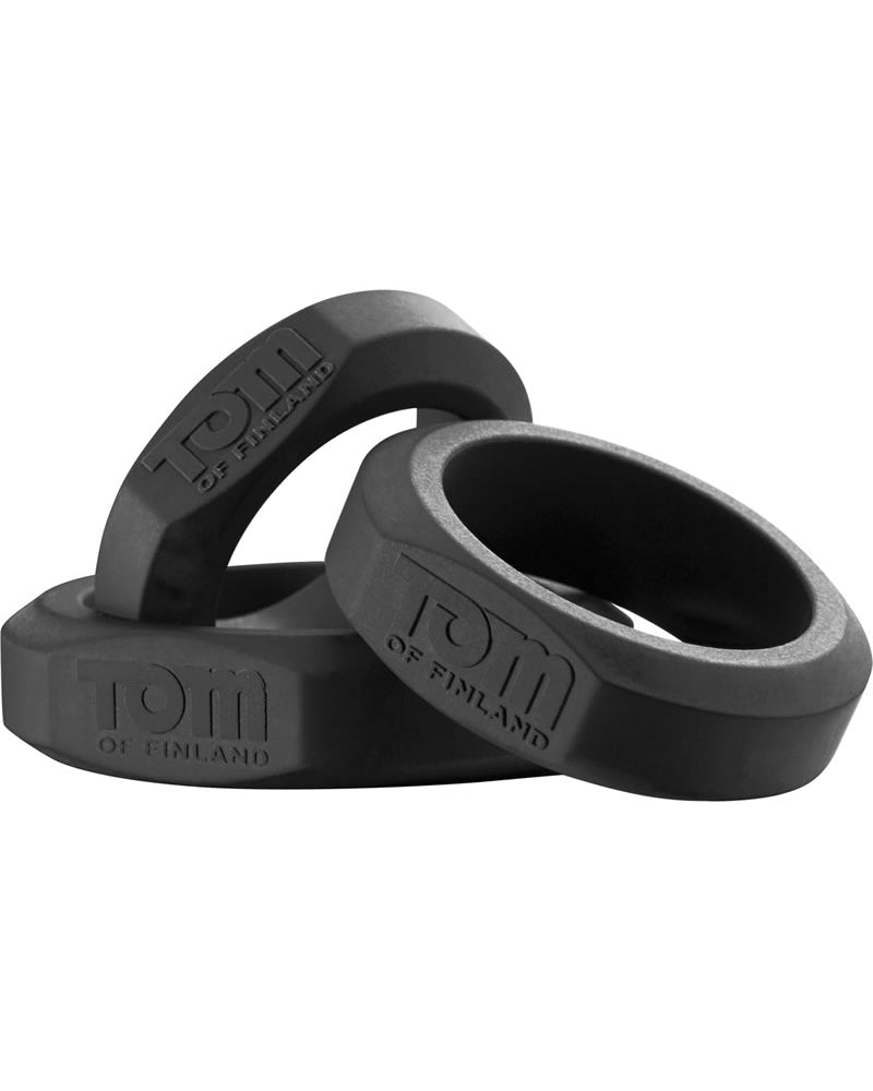 Juego de 3 anillos de silicona para el pene de Tom Of Finland, color negro