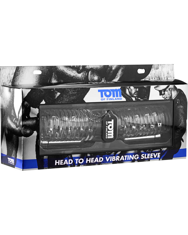 Manga vibradora para masturbación Head to Head de Tom Of Finland, transparente, 10,5 pulgadas