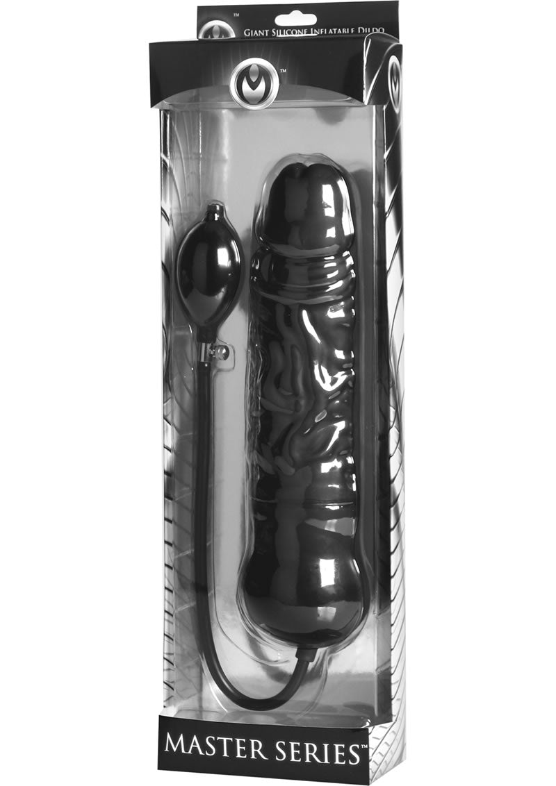 Consolador inflable gigante Leviathan de la serie Master con núcleo interno, color negro, 13,5 pulgadas