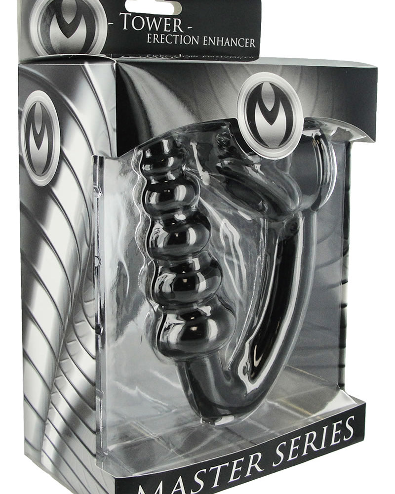 Master Series The Tower Erection Enhancer Cockring With Anal Stimulator Black 4.38