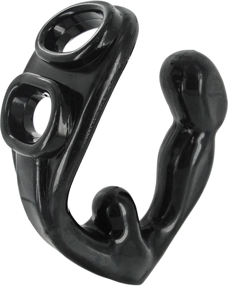 Master Series Rogue Erection Enhancer Cockring With Prostate Stimulator Black 4.5 Inch