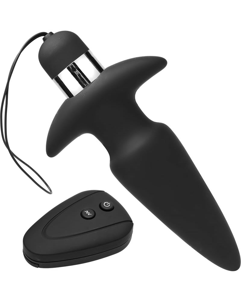 Tapón anal de silicona vibratorio inalámbrico Master Series Assimilator de 6,75 pulgadas, color negro