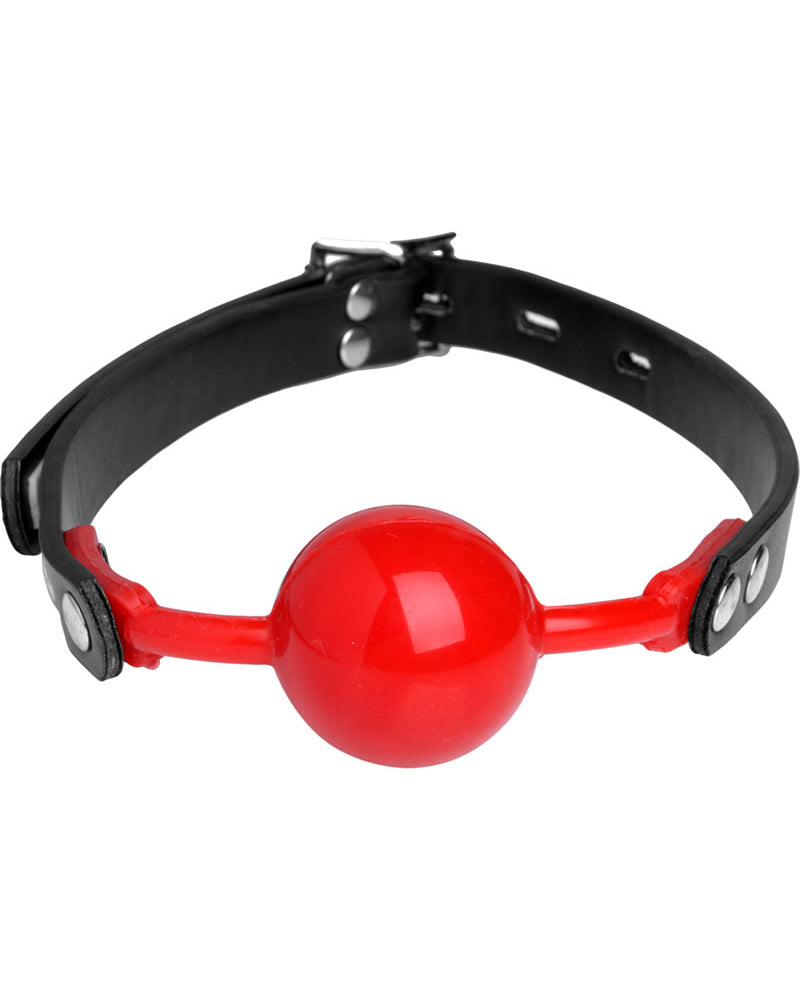 Mordaza de bola ajustable de silicona Master Series The Hush Gag, color rojo