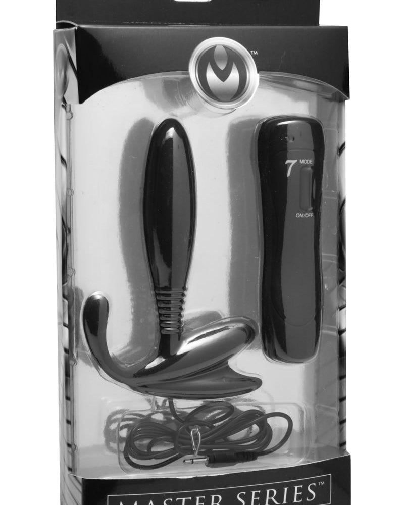 Master Series Cobra Vibrating Silicone P-Spot Massager Black 4.75 Inch