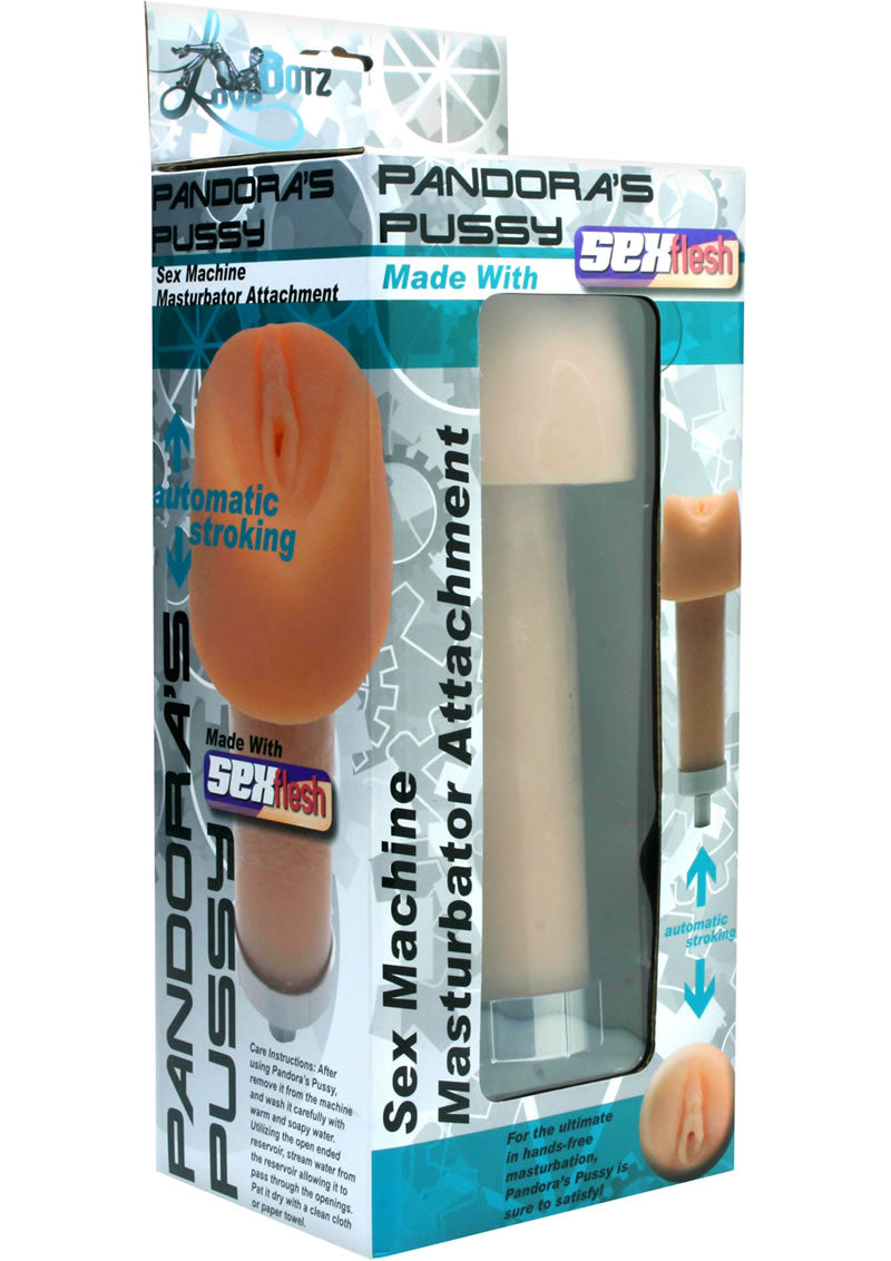 Máquina sexual masturbadora Love Botz Pandoras Pussy, accesorio de piel de 10,75 pulgadas