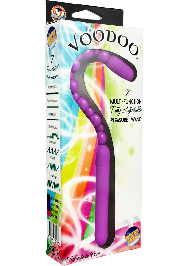 Vibrador con varita de placer totalmente ajustable y multifunción Voodoo 7, resistente al agua, color lavanda