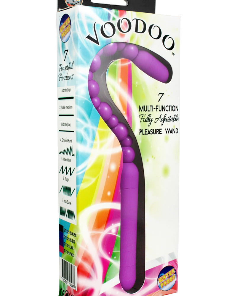 Vibrador con varita de placer totalmente ajustable y multifunción Voodoo 7, resistente al agua, color lavanda