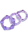 Anillos para el pene con cuentas Stay Hard de color morado, 3 unidades por juego