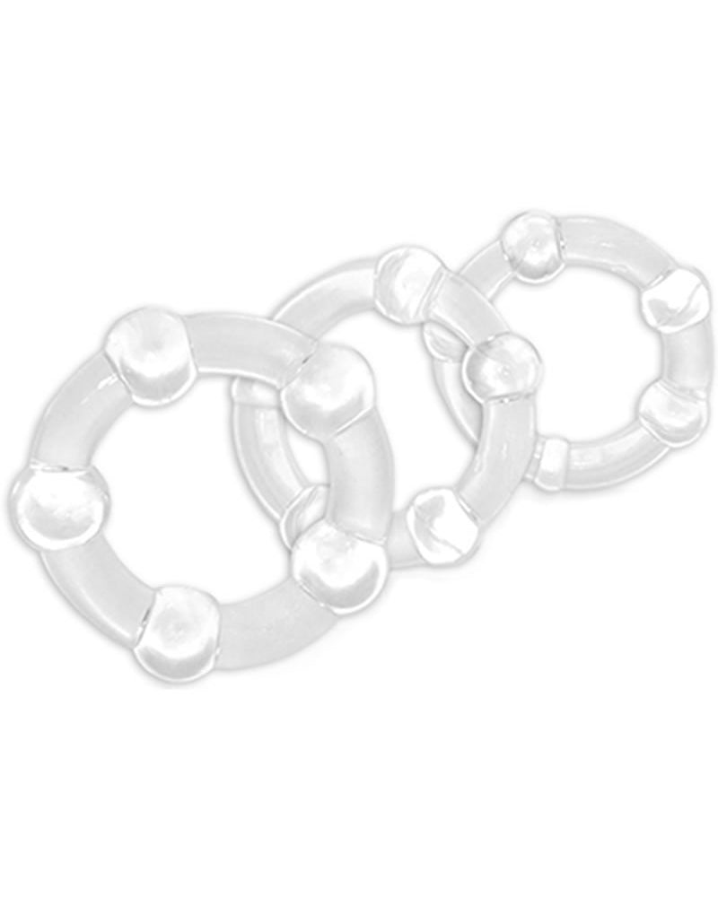 Stay Hard Beaded Cockrings Clear 3 Each Per Set