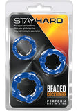 Stay Hard Beaded Cockrings Blue 3 Each Per Set