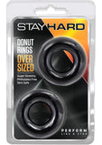 Anillos para el pene de gran tamaño Stay Hard Donut Rings, color negro, 2 unidades por paquete